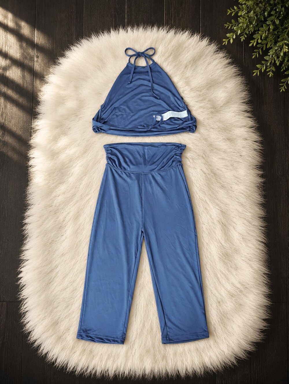 Women’s Blue Halter Lounge Set